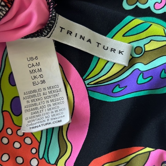 Trina Turk Sea Garden Multi One Piece Halter Cross-back Swimsuit Size 6 - Picture 15 of 15